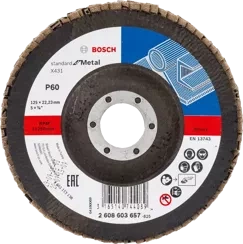 Tarcza listkowa do metalu wypukła STANDARD FOR METAL Bosch 125x22,23 mm P60