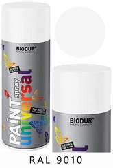 Farba szybkoschnąca emalia alkidowa biały połysk w sprayu RAL 9010 o pojemności 400 ml Biodur