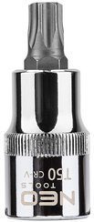 Końcówka Torx na nasadce ze stali CrV S2 o rozmiarze 1/2", T50 x 55 mm Neo 08-756