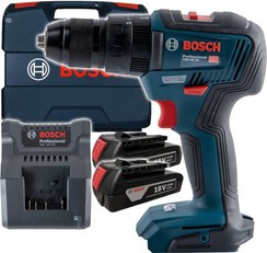 Wiertarko-wkrętarka udarowa akumulatorowa z silnikiem bezszczotkowym Bosch Professional GSB 18V-50 + akumulator 2 x 2.0Ah + walizka