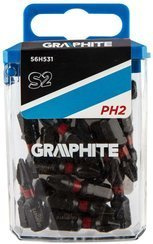 Końcówki wkrętakowe udarowe PH2 x 25 mm Graphite 20 sztuk 56H531