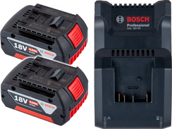 Zestaw startowy do elektronarzędzi Bosch ładowarka GAL 18V-40 + 2 akumulatory 18V 4,0Ah