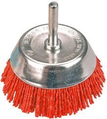 Szczotka ścierna doczołowa nylonowa z trzpieniem do wiertarek o średnicy 75 mm Verto 62H710