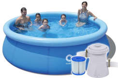 Basen ogrodowy rozporowy okrągły niebieski o wymiarach 420 x 84 cm i pojemności 7820 l Avenli + pompa filtrująca