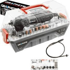 GRAPHITE  MINISZLIFIERKA 170W, OBROTY 8000-35000 MIN-1, W WALIZCE Z GIĘTKIM WAŁKIEM I AKCESORIAMI 190 SZT