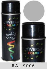 UniversalColor srebrny połysk spray 400 ml - farba uniwersalna RAL 9006