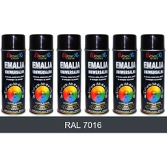 EuroColor szary antracyt połysk spray 400 ml farba akrylowa RAL 7016 - 6 sztuk