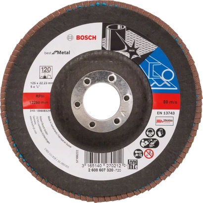 Tarcza listkowa do metalu wypukła BEST FOR METAL Bosch 125x22,23 mm P120