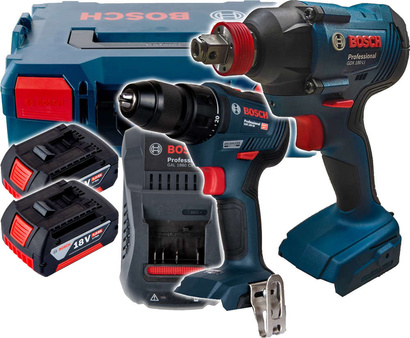 Wkrętarka akumulatorowa GSR 18V-50 + klucz udarowy GDX 180 + akumulator 3 x 18V 5.0Ah + walizka systemowa L-BOXX 136 Bosch Professional
